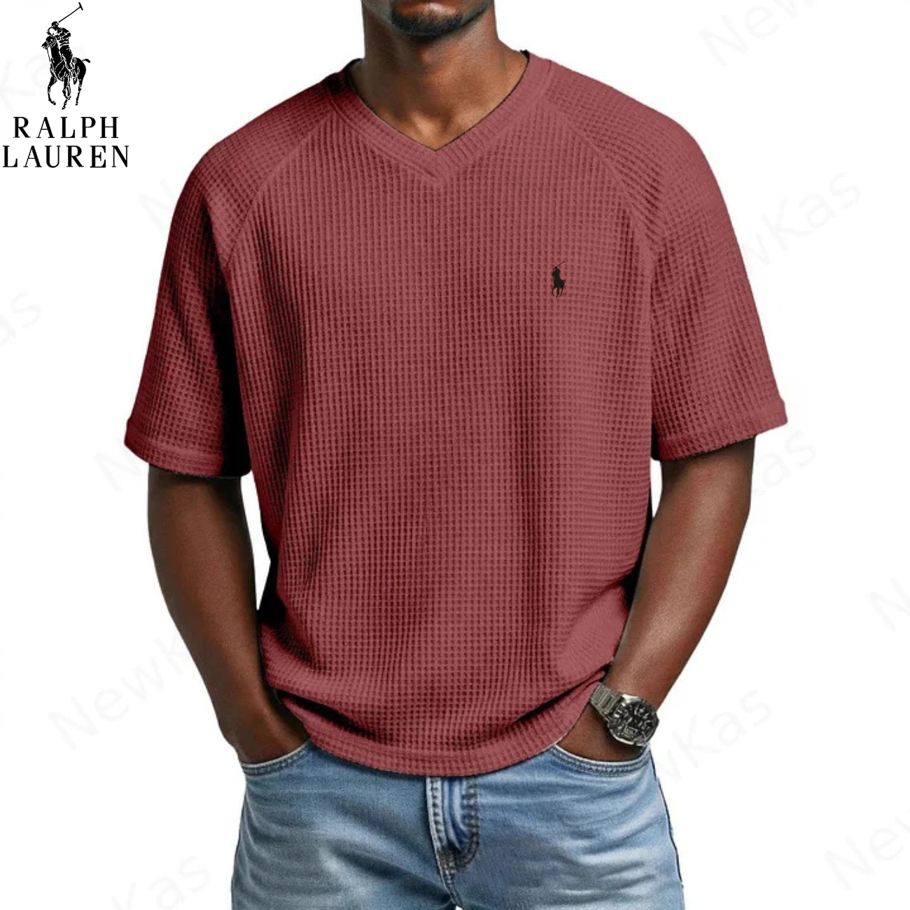2026 Waffle Knit V-Neck Tee || Clearance Sale
