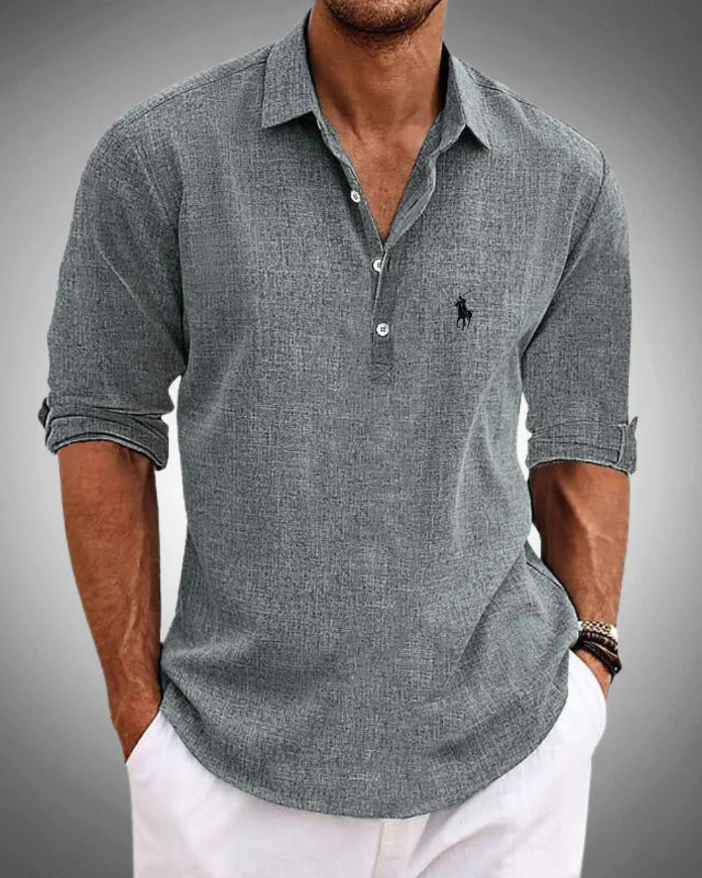 Linen Popover Henley Shirt — Clearance Sale