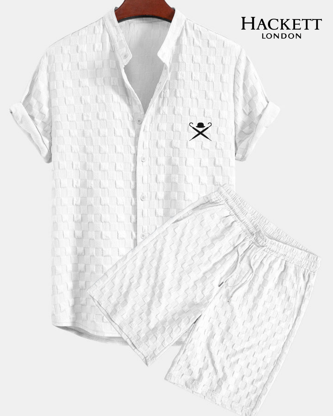 High Collar Jacquard Checkered Set - Liquidation P3rice
