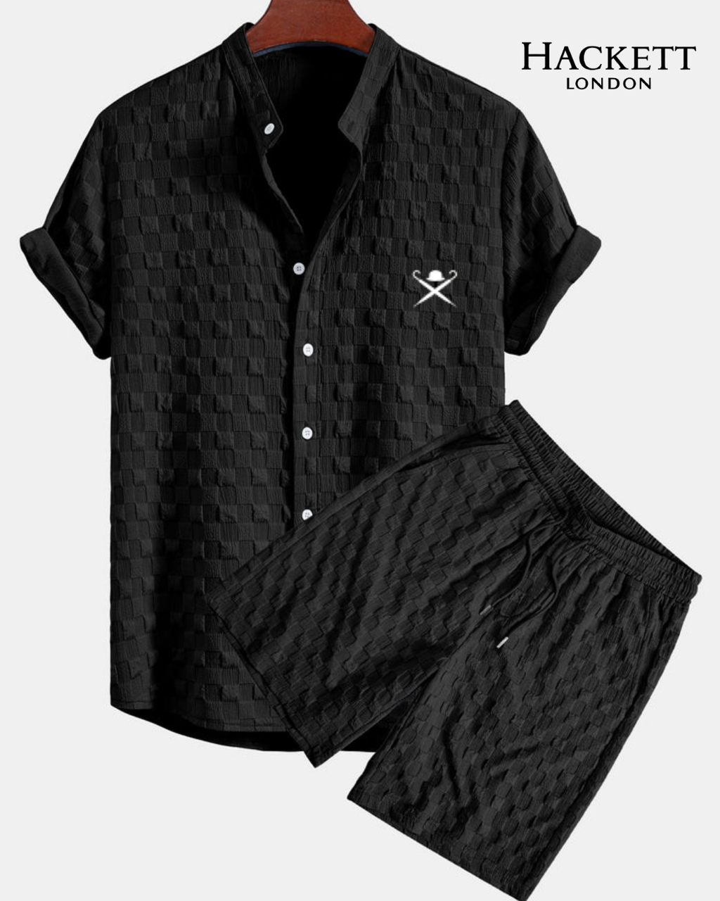 High Collar Jacquard Checkered Set - Liquidation P3rice
