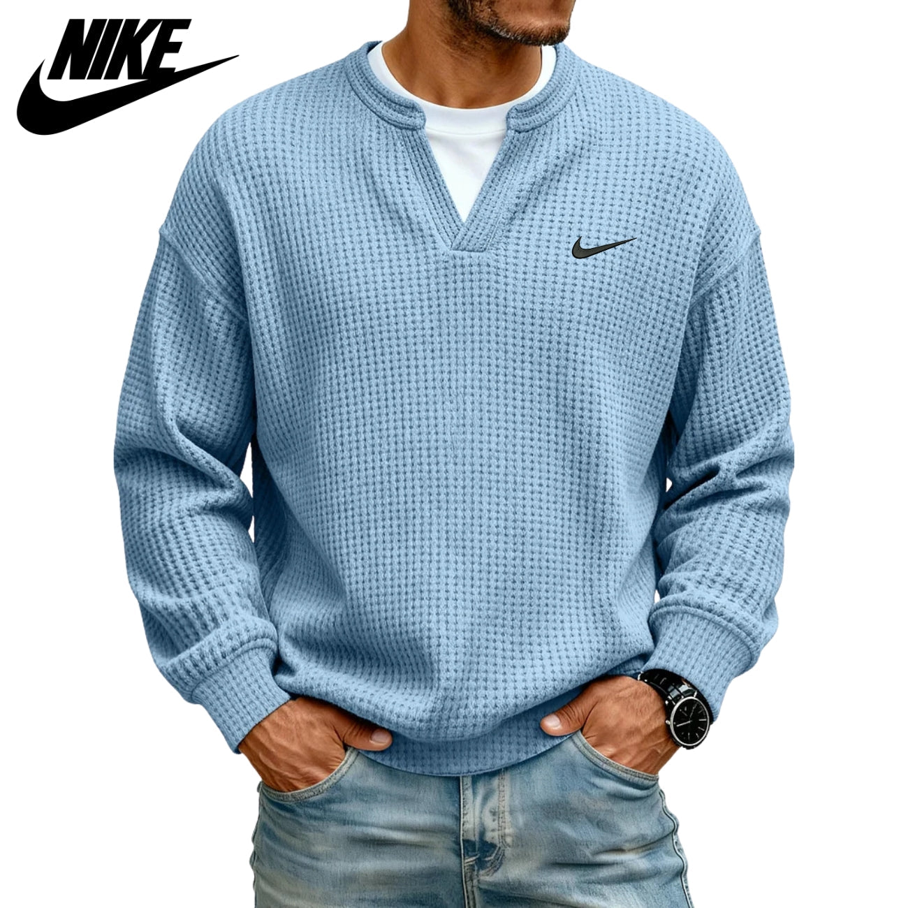 Textured V-Neck Sweatshirt || CLEARANCE SALE