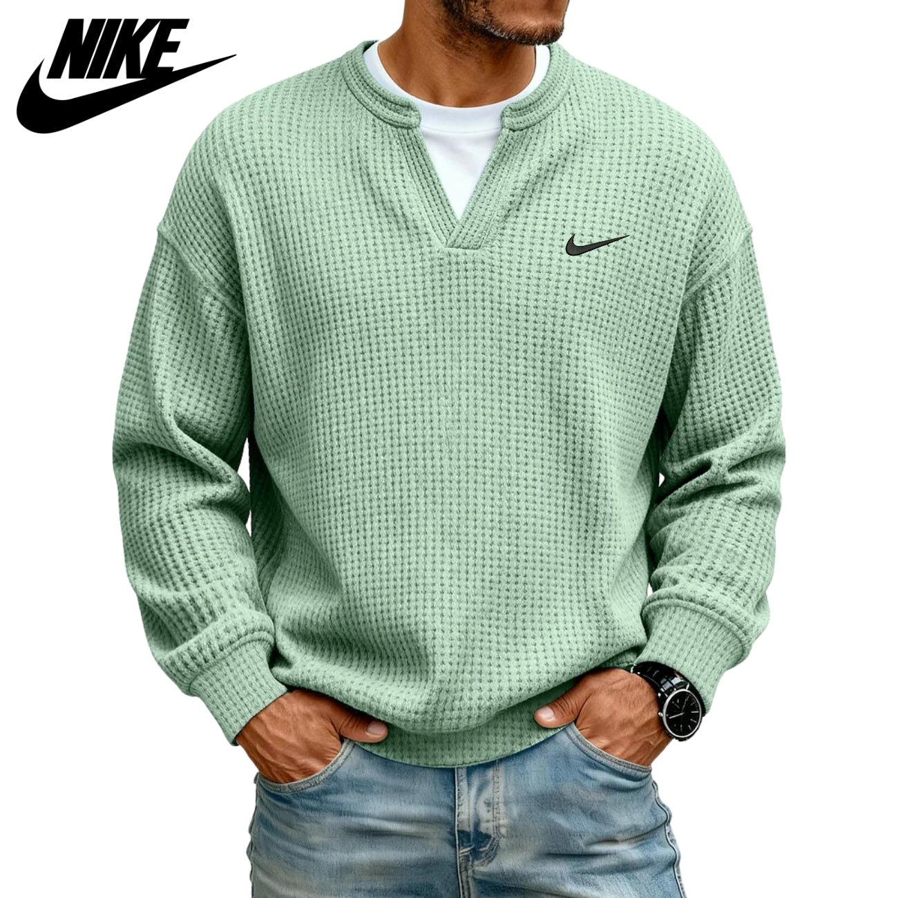 Textured V-Neck Sweatshirt || CLEARANCE SALE