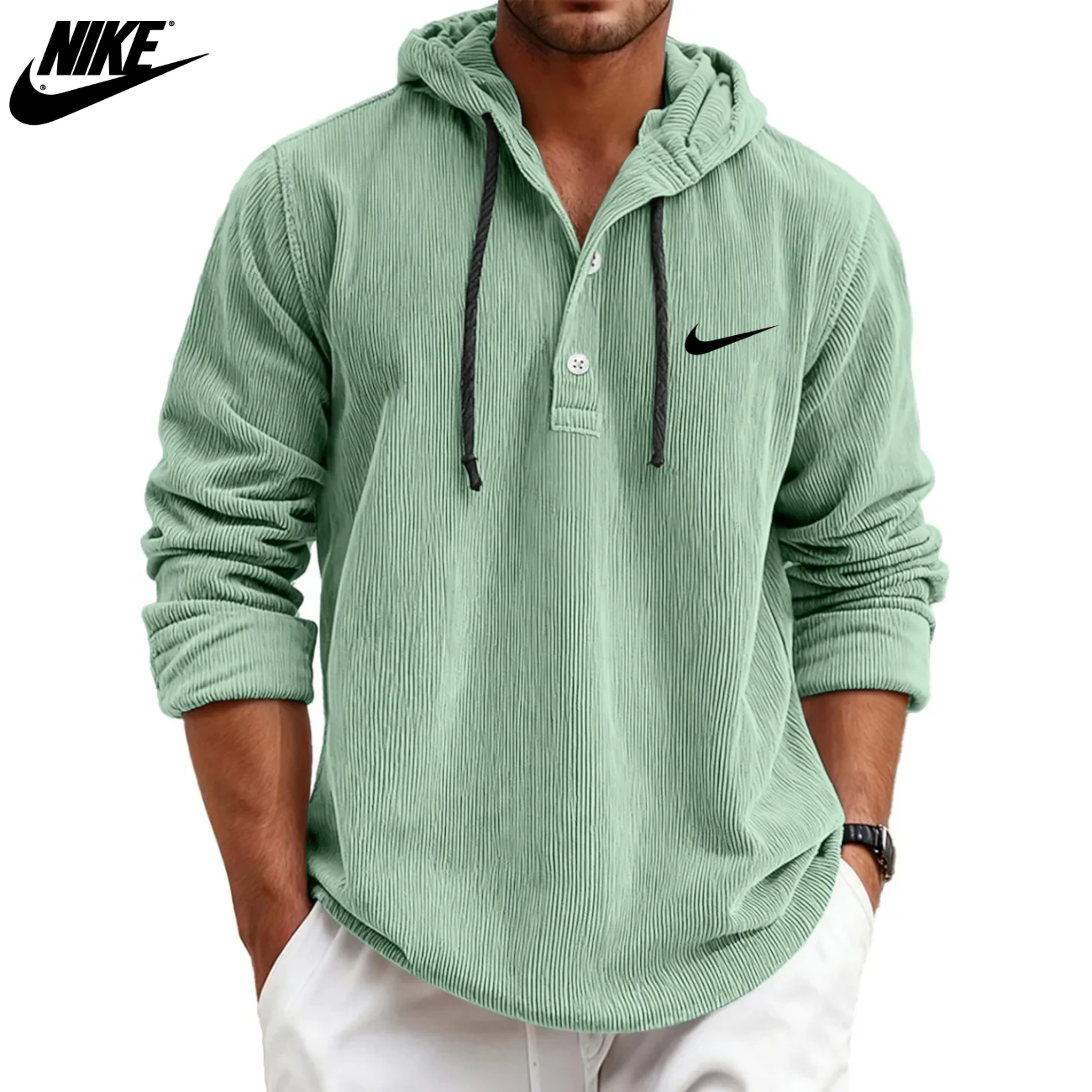 2026 Textured Hooded Henley || Clearance Sale